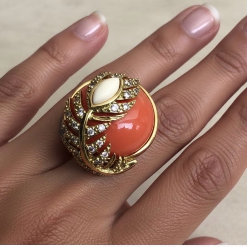 Elegant Gold and Orange Statement Ring
